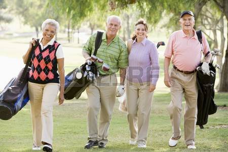 4507136 portrait of four friends enjoying a game golf